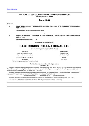 Thumbnail Flex 10-Q Quarterly Report FY 