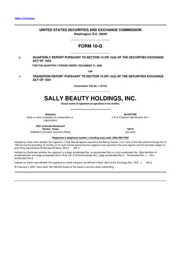 Thumbnail Sally Beauty Holdings 10-Q Quarterly Report FY 