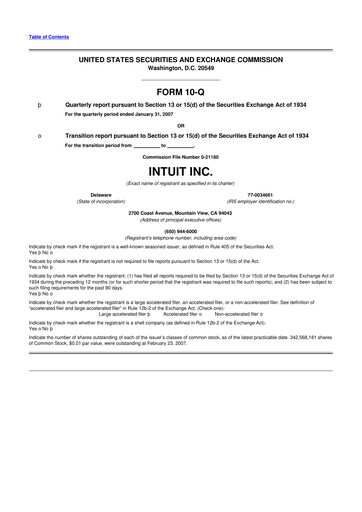 Vorschaubild Intuit 10-Q Quartalsbericht  