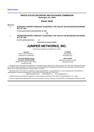 Thumbnail Juniper Networks
 10-Q Quarterly Report FY 