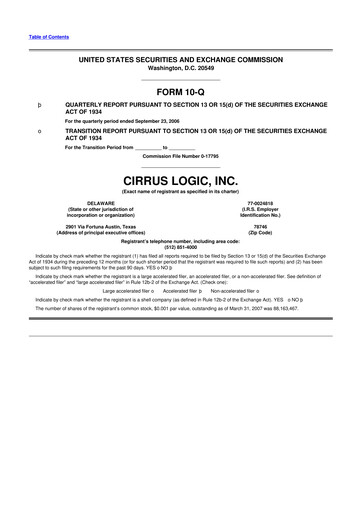 Thumbnail Cirrus Logic
 10-Q Quarterly Report FY 