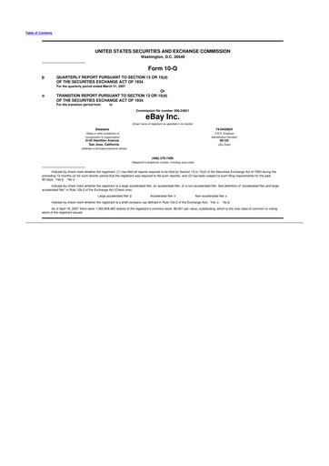 Thumbnail eBay 10-Q Quarterly Report FY 