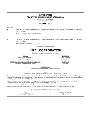 Thumbnail Intel 10-Q Quarterly Report FY 