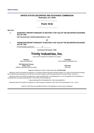 Vorschaubild Trinity Industries
 10-Q Quartalsbericht  