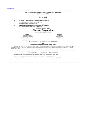 Thumbnail Chevron 10-Q Quarterly Report FY 