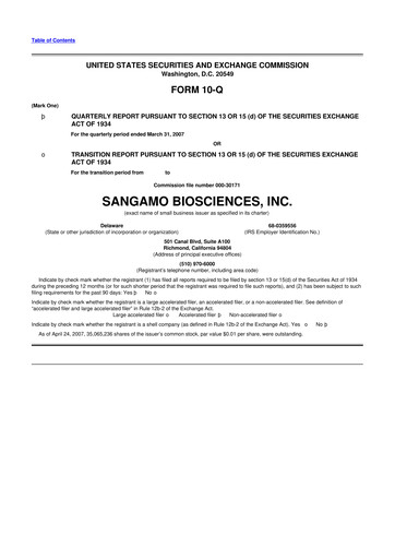 Thumbnail Sangamo Therapeutics
 10-Q Quarterly Report FY 