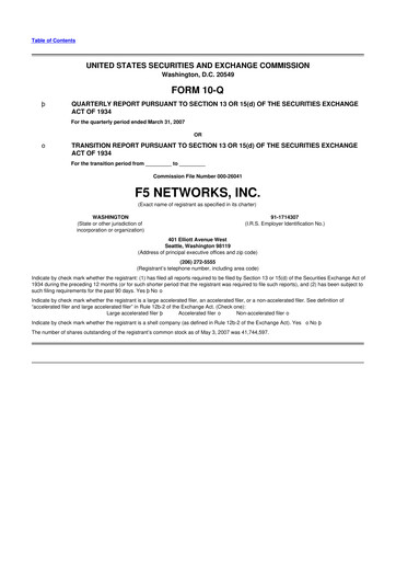 Vorschaubild F5 10-Q Quartalsbericht  