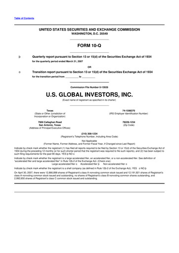 Thumbnail U.S. Global Investors 10-Q Quarterly Report FY 