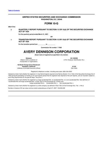 Thumbnail Avery Dennison
 10-Q Quarterly Report FY 