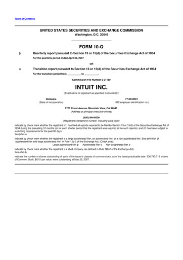 Vorschaubild Intuit 10-Q Quartalsbericht  