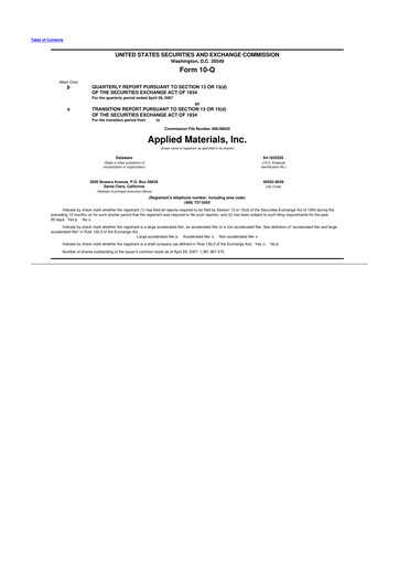 Thumbnail Applied Materials 10-Q Quarterly Report FY 