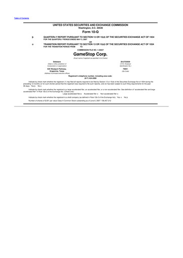 Thumbnail GameStop
 10-Q Quarterly Report FY 