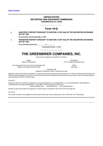 Thumbnail The Greenbrier Companies
 10-Q Quarterly Report FY 