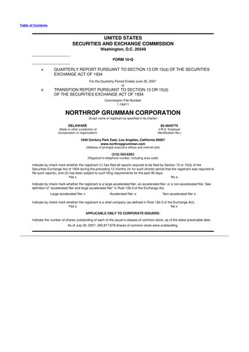 Thumbnail Northrop Grumman 10-Q Quarterly Report FY 