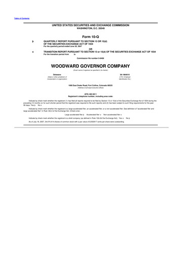 Thumbnail Woodward 10-Q Quarterly Report FY 