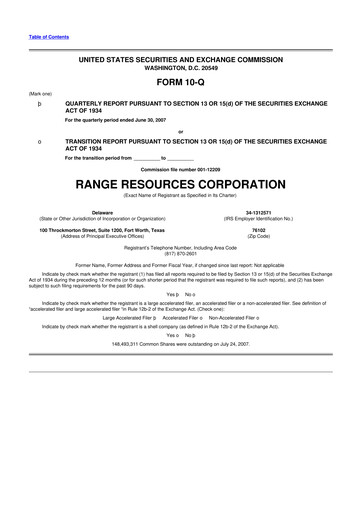 Thumbnail Range Resources
 10-Q Quarterly Report FY 