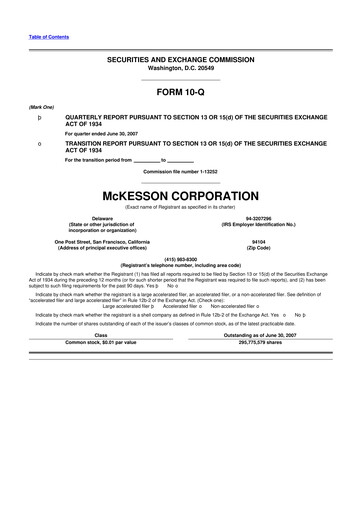 Thumbnail McKesson 10-Q Quarterly Report FY 