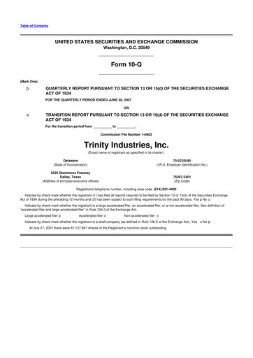 Vorschaubild Trinity Industries
 10-Q Quartalsbericht  