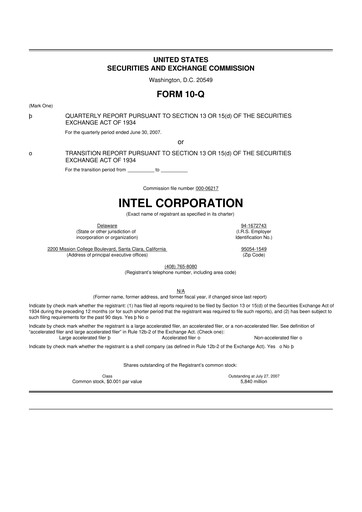 Thumbnail Intel 10-Q Quarterly Report FY 