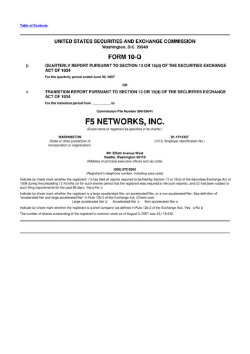 Vorschaubild F5 10-Q Quartalsbericht  