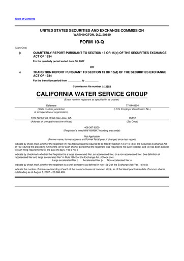 Vorschaubild California Water Service Group 10-Q Quartalsbericht  
