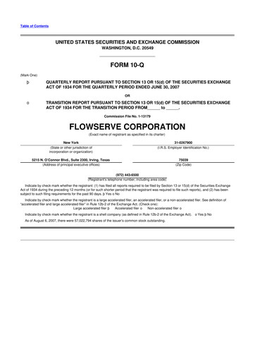 Thumbnail Flowserve
 10-Q Quarterly Report FY 
