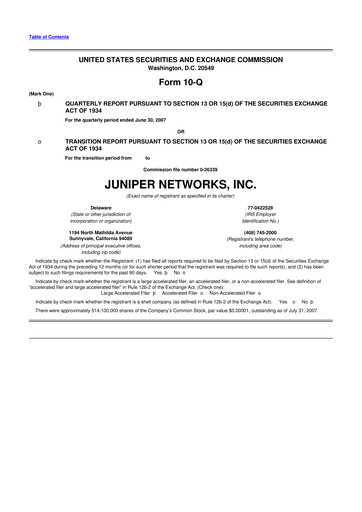 Thumbnail Juniper Networks
 10-Q Quarterly Report FY 