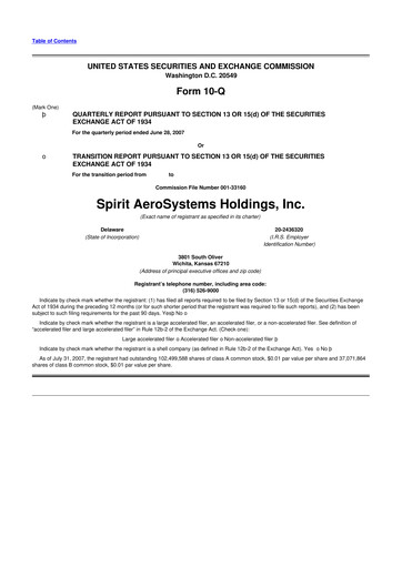 Thumbnail Spirit AeroSystems 10-Q Quarterly Report FY 