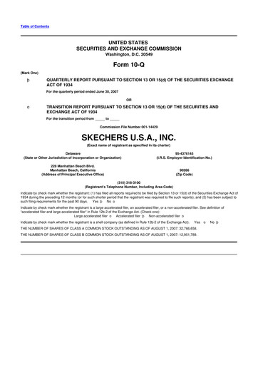 Thumbnail Skechers
 10-Q Quarterly Report FY 