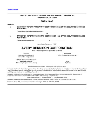 Thumbnail Avery Dennison
 10-Q Quarterly Report FY 