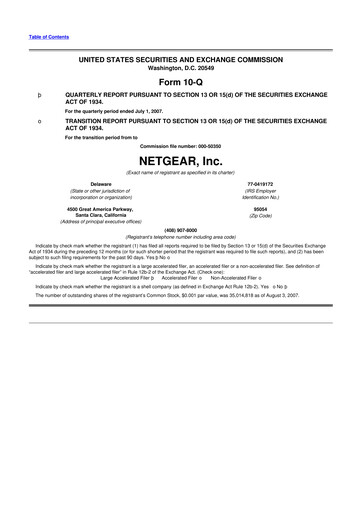 Thumbnail NETGEAR 10-Q Quarterly Report FY 