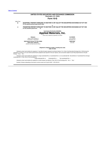 Thumbnail Applied Materials 10-Q Quarterly Report FY 