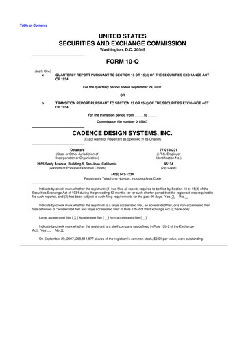 Thumbnail Cadence Design Systems 10-Q Quarterly Report FY 