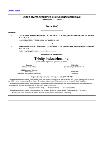 Vorschaubild Trinity Industries
 10-Q Quartalsbericht  