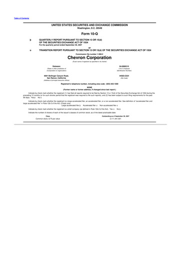 Thumbnail Chevron 10-Q Quarterly Report FY 