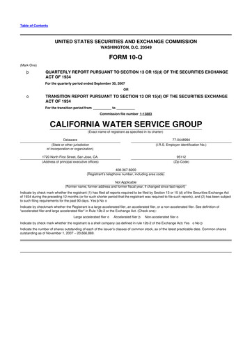 Vorschaubild California Water Service Group 10-Q Quartalsbericht  