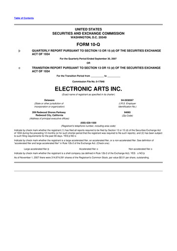 Thumbnail Electronic Arts 10-Q Quarterly Report FY 