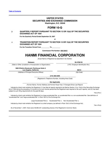 Vorschaubild Hanmi Financial 10-Q Quartalsbericht  