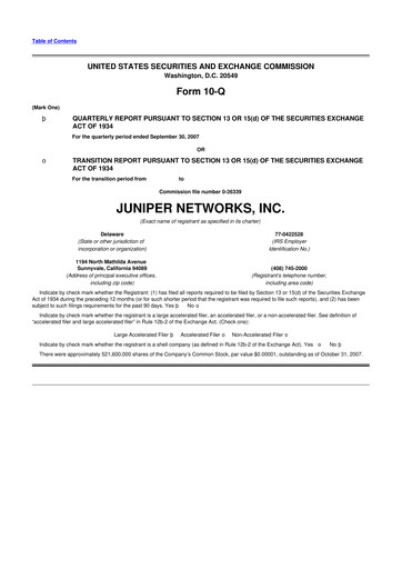 Thumbnail Juniper Networks
 10-Q Quarterly Report FY 