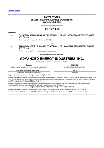 Thumbnail Advanced Energy 10-Q Quarterly Report FY 