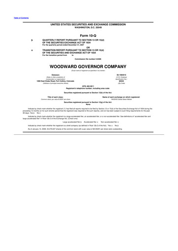 Thumbnail Woodward 10-Q Quarterly Report FY 