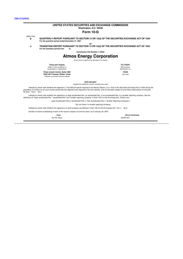 Thumbnail Atmos Energy 10-Q Quarterly Report FY 