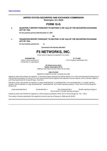 Vorschaubild F5 10-Q Quartalsbericht  