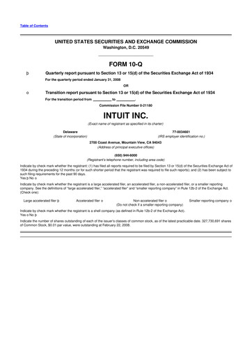 Vorschaubild Intuit 10-Q Quartalsbericht  