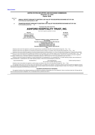 Thumbnail Ashford Hospitality Trust 10-K Annual Report 