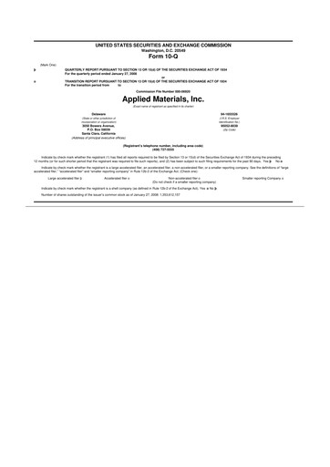 Thumbnail Applied Materials 10-Q Quarterly Report FY 