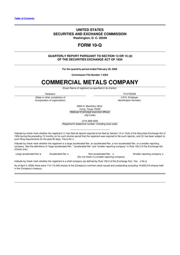 Thumbnail Commercial Metals Company 10-Q Quarterly Report FY 