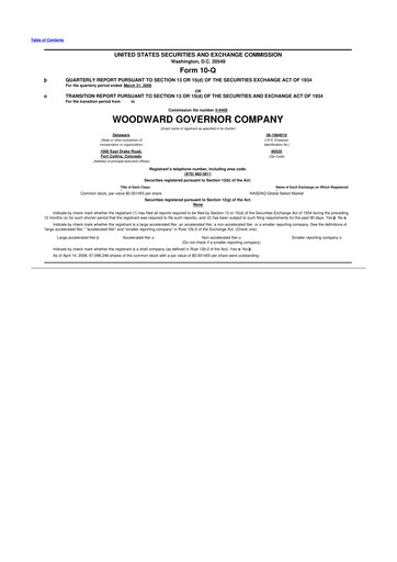 Thumbnail Woodward 10-Q Quarterly Report FY 