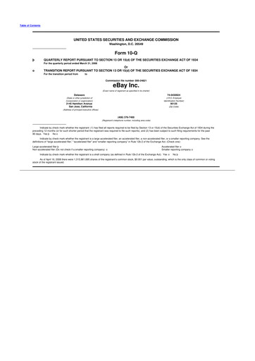 Thumbnail eBay 10-Q Quarterly Report FY 