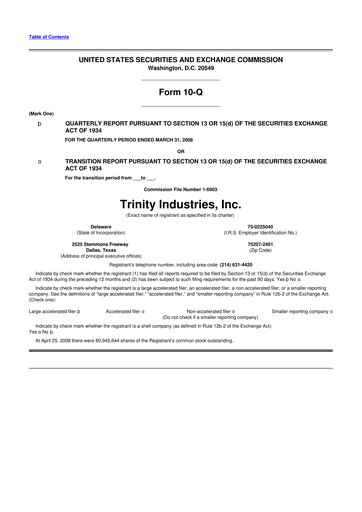 Vorschaubild Trinity Industries
 10-Q Quartalsbericht  
